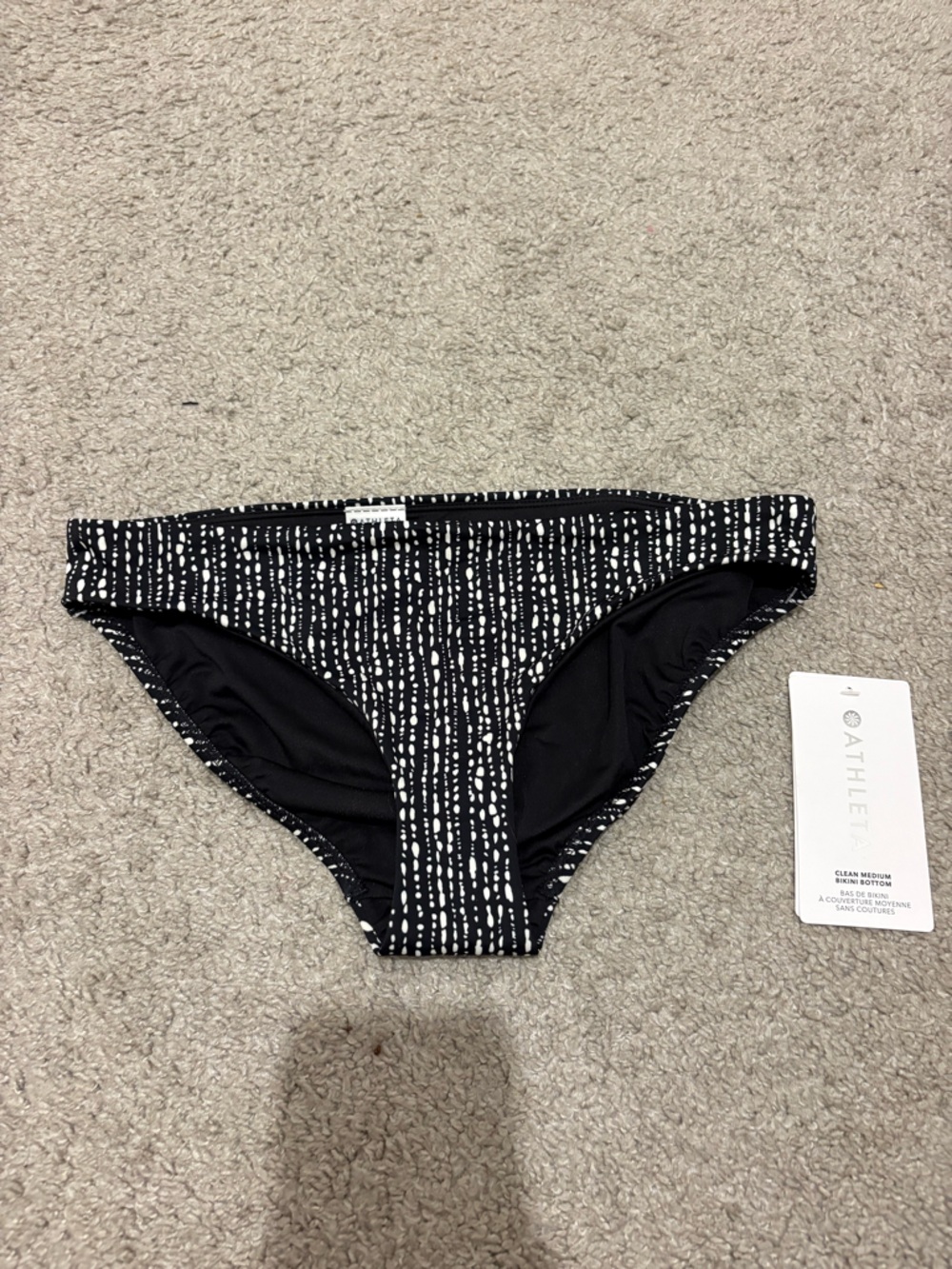 Athleta Black and White Dotted Stripe Bikini Bottoms